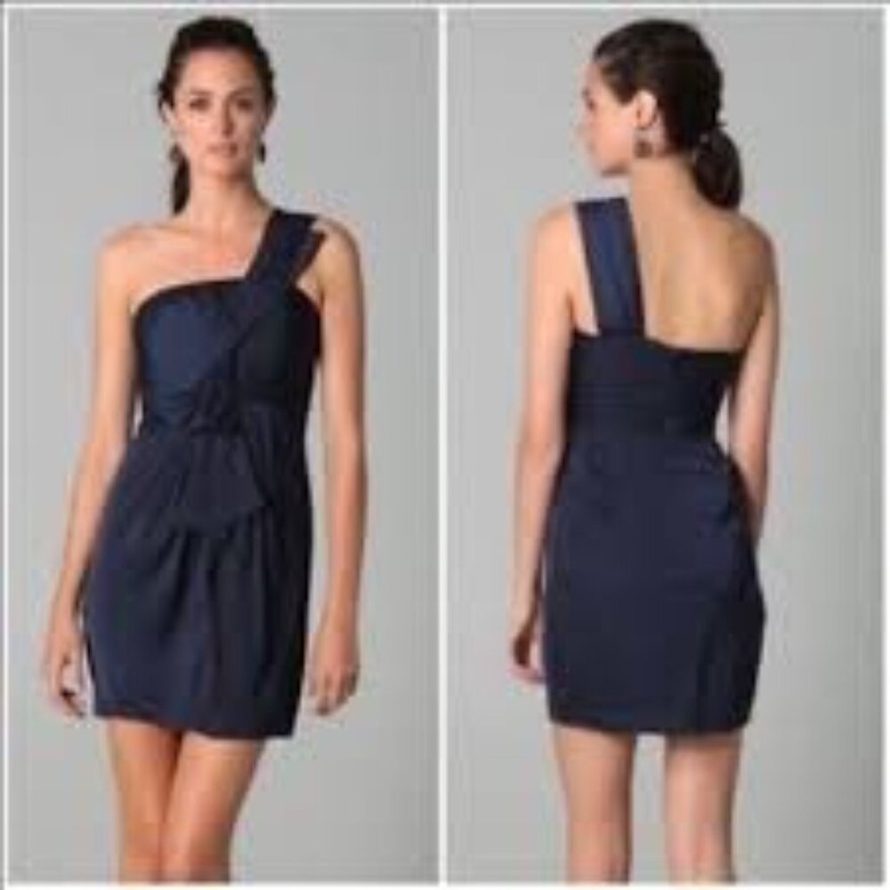 BCBGMaxAzria Palais Dress Dark Ink/Navy One Shoulder Mini Dress